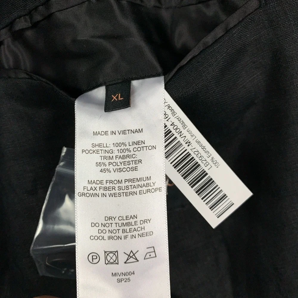 Quince Blazer Sport Coat Mens XL Black 100% European Linen Unstructured NWT $400